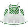 winying Womens Ballet Dance Tutu Dress Leotard Christmas Candy Cane Dress with Gloves Xmas Party Dancewear Green 3X-Large view 3
