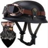 German Style Motorcycle Helmet Thin Skull Cap Half Helmet with Goggles for Adult Men Women, Retro Half Face Helmet DOT Approve Helmet Novelty Half Helmet for Cruiser Scooter Chopper 11,L view 1