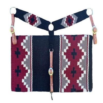 Cheval's International Wool Mohair Breast Collars & Western Saddle Pad for Horse Riding Pack of 2 (Pony-Black & Maroon)