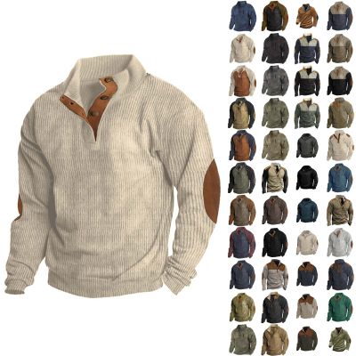 QWENTMTNTY Western Shirts for Men Corduroy Shirt Men Sherpa Lined Fleece Pullover Long Sleeve Flannel Shirt for Men Slim Fit Winter Shirts A-Beige