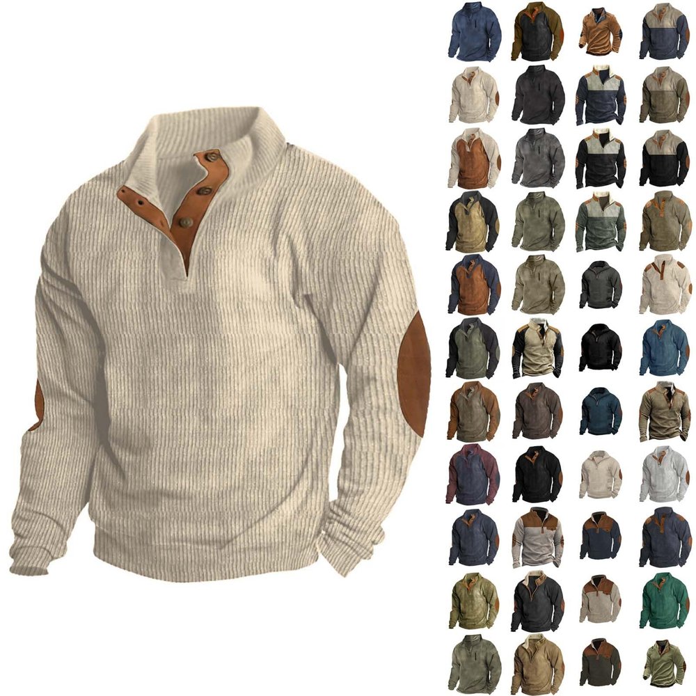 QWENTMTNTY Western Shirts for Men Corduroy Shirt Men Sherpa Lined Fleece Pullover Long Sleeve Flannel Shirt for Men Slim Fit Winter Shirts A-Beige