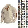 QWENTMTNTY Western Shirts for Men Corduroy Shirt Men Sherpa Lined Fleece Pullover Long Sleeve Flannel Shirt for Men Slim Fit Winter Shirts A-Beige view 1