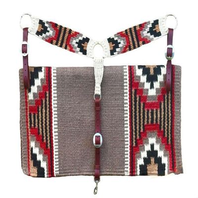 Cheval's International Wool Mohair Breast Collars & Saddle pad for Horse Riding Collar & Pad Pack of 2 (Cob-Grey)