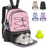Arcoyard Tennis Bag, Large Tennis Bags For Women, Tennis Backpack with Ventilated Shoe Compartment and Insulated Pocket, Hold 2 Tennis Pickleball Rackets, Tennis Pickleball Balls and More (pink) view 1
