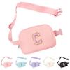 Aganmi Belt Bag for Women Fanny Pack, Chenille Initial Fashion Crossbody Waist Pack with Adjustable Strap, Waterproof Fanny Belt Bag for Travel Girls Birthday Graduation Gifts(Pink C) view 1