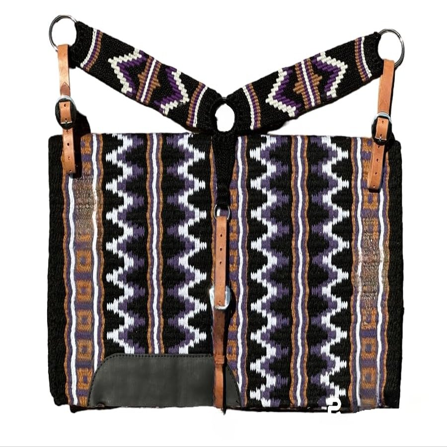 Cheval's Premium Wool Mohair Breast Collars and Horse Saddle Pad Comfortable Riding Barrel Racing Equestrian Accessories Pack of 2 (Full-Brown & Black)