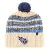 47 Men's Cream Tennessee Titans Tavern Cuffed Knit Hat with Pom view 1