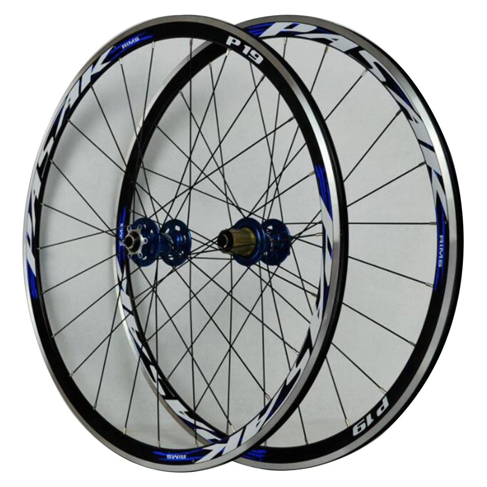 ZECHAO Quick Release Bike Road Wheels 700c,Disc Brake C/V Brake Double Wall Aluminum Alloy Rims Front 2 Rear 4 Bearings 7-11 Speed Wheelset (Color : Blue, Size : 700c)