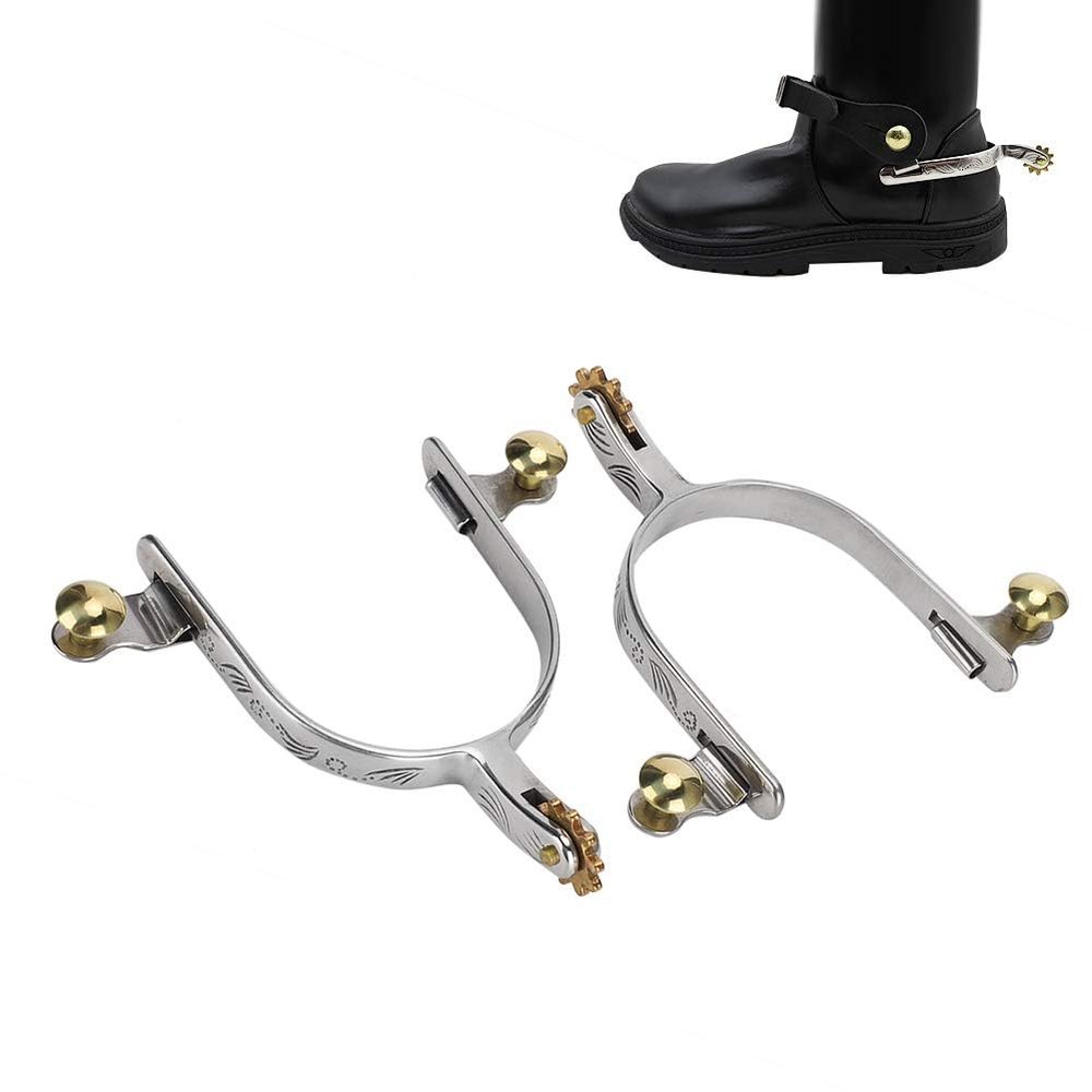 2PCS Cowboy Spurs,Silver Spurs for Boots Men and Women Spurs Boot Spurs for Horse Training Farm Dressage