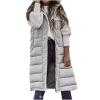 hlysgo Women'S Long Quilted Vest Sleeveless Maxi Length Puffer Vest Zipper & Button Up Casual Down Coat Winter Outerwear Gray view 1
