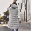 hlysgo Women'S Long Quilted Vest Sleeveless Maxi Length Puffer Vest Zipper & Button Up Casual Down Coat Winter Outerwear Gray view 3