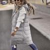 hlysgo Women'S Long Quilted Vest Sleeveless Maxi Length Puffer Vest Zipper & Button Up Casual Down Coat Winter Outerwear Gray view 4