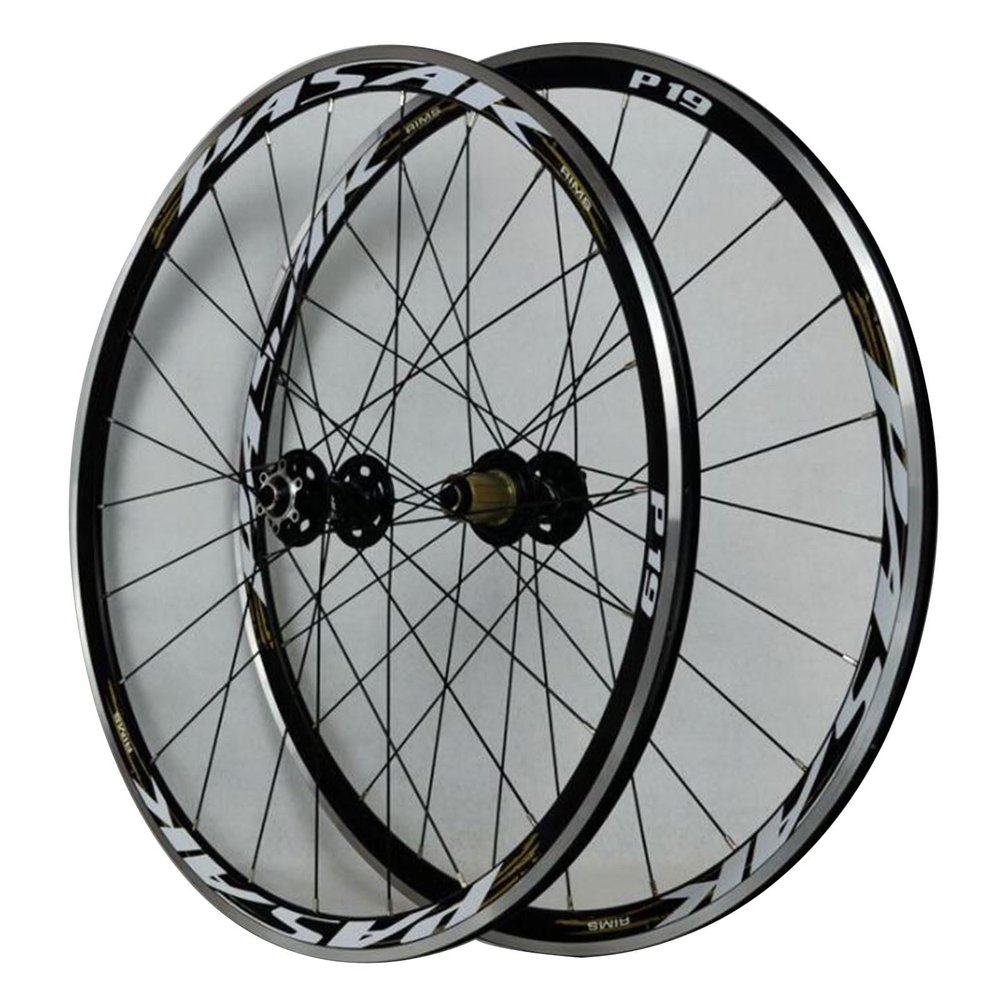 ZECHAO Quick Release Bike Road Wheels 700c,Disc Brake C/V Brake Double Wall Aluminum Alloy Rims Front 2 Rear 4 Bearings 7-11 Speed Wheelset (Color : Black, Size : 700c)