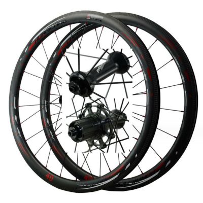 ZECHAO Carbon Fiber Bike Road Racing Wheel Set 700C,20/24H Spokes C/V Brake Quick Release Rim Front 2 Rear 4 Bearings 7-12 Speed Wheelset (Color : Open end, Size : 40mm)