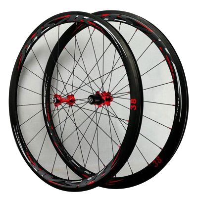 ZECHAO Bike Road Wheel Set 700c,Front 20 Rear 24 Holes Circular Spoke Carbon Fiber 7075 Aviation Aluminum Rim 7/8/9/10/11/12 Speed 1480g Wheelset