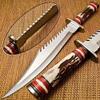 Custom Handmade D2 Steel Hunting Bowie Knife With Leather Sheath view 1