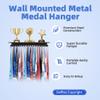Dafftos Medal Shelf Hanger Trophy Ribbon Holder Display Medals Wall Metal Rack Organizer Hanging Frame Awards Softball Runner Race Custom Hold 90 Medals Easy to Install 13 Inch Black view 3