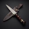 Custom Handmade Damascus Dirk Dagger Knife with Leather Sheath view 1