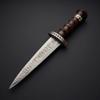 Custom Handmade Damascus Dirk Dagger Knife with Leather Sheath view 2