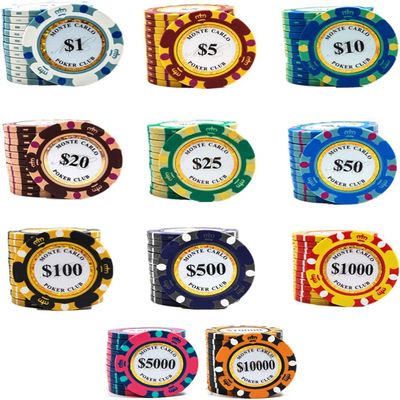 Yarsanor 14 Gram Poker Games Chips, Monte Carlo Gambling Chips, Clay Iron Core Texas Holdem Blackjack Counting Game Chips (Size : 330 Piece (11 face Values))