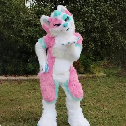 Professional Pink DIGi-Legs Pink Husky Dog Cosplay Christmas Party Cosplay Halloween Mascot Costume Fancy Dress
