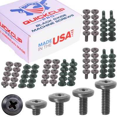 1/8" 1/4" 3/8" 1/2" Black Oxide Coated Steel Phillips Flat Head Truss Machine Screws Bulk Lots 25, 100, 500, 1000 pcs QuickClip Pro, Premium USA Kydex Leather Holster Sheath Crafting (3/8", 500)