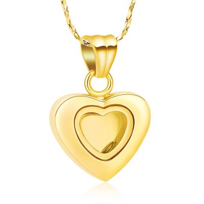 Imrsanl Small Heart Urn Necklace for Ashes Cremation Jewelry for Women Stainless Steel Pendant Memorial Ash Holder Loved Ones Keepsake (Gold Glass)