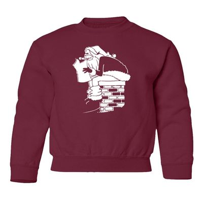 superhotapparel Merry Christmas Santa Bringing Presents Funny Xmas Youth Crewneck Sweatshirt (Maroon, Youth Small)