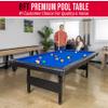 GoSports Full Size 8 ft x 4.2 ft Billiards Game Table - Foldable Design, Includes Full Set of Pool Balls, 2 Cue Sticks, Chalk, and Felt Brush - Blue view 2