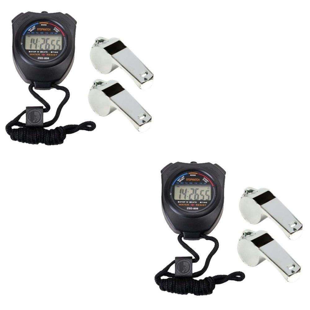 BESPORTBLE 2pcs Multi-Functional Electronic Stopwatch Large Display for Sports with Whistles for Trainers Ideal for Racing Running Swimming Random Style