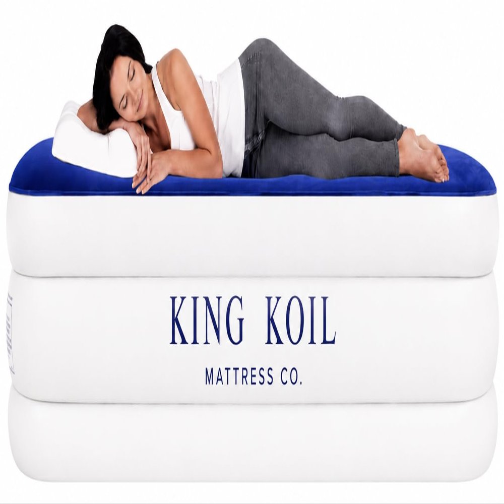 King Koil Air Mattress Twin with Built-in Pump, Inflatable Blow Up Bed