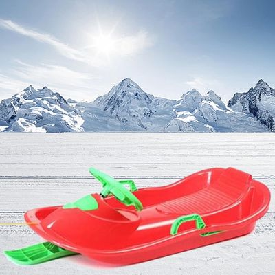 Children's Sledge with Steering Wheel, Double Padded Sledge, Plastic Sledge, Sledge with Brake Handrail