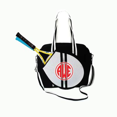 A Dash of Chic Monogram Pickleball Paddle Sports Gym Bag, Racquet Court Personalized Tennis Bag (Pink/Navy/Camo)