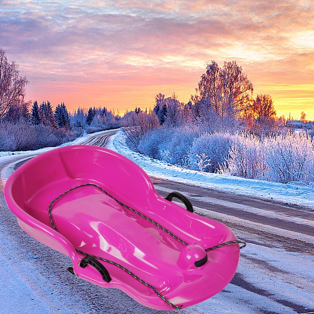 Children's Sledge, Thickened Double Sledge, Sledge with Brake Pull Rope, Sledge with Backrest
