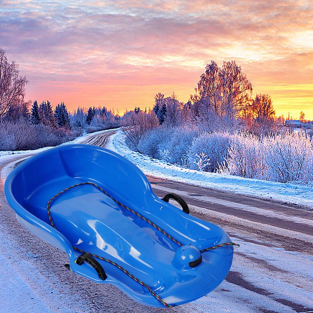 Children's Sledge, Thickened Double Sledge, Sledge with Brake Pull Rope, Sledge with Backrest