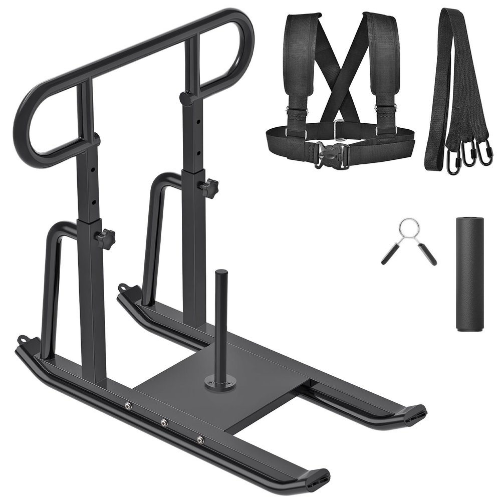 Kipika Weight Sled, Workout Sled, Fitness Strength Training Sled, Speed Training Sled for Athletic Exercise, Speed Improvement, Easily Through Obstacles, Suitable for 1" & 2" Weight Plate (F- Black)