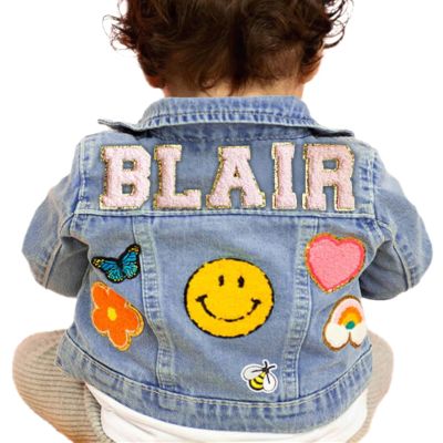 ROSLILY Personalized Kids Denim Patch Jacket with Names Gifts for Girls Boys Toddles (3-4T(110cm), Light Blue), Sewn On Patch