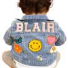 ROSLILY Personalized Kids Denim Patch Jacket with Names Gifts for Girls Boys Toddles (3-4T(110cm), Light Blue), Sewn On Patch view 1