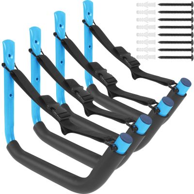 Kayak Storage Rack,Kayak Rack for Garage,Kayak Wall Mount with Nylon Straps,Heavy Duty Kayak Hanger Kayak Hook Suitable for Kayaks and SUP Paddle Board (4 Pack,Blue)