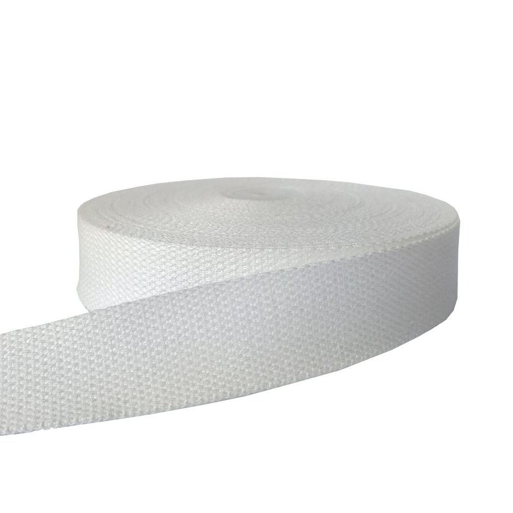 MONIDOOR Cotton Webbing 1 Inch 6 Yards Mediumweight Polyester Cotton Webbing Strap for Cloth Tote Bags Leash Straps Crafts Outdoor Accessories(1 Inch-6 Yards,White 160629)