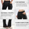 VOOVEEYA Casual Bootcut Yoga Dress Pants for Women 4 Pockets-Flare Leggings High Waist Tummy Control Bootleg Work PantsBootcut-Long Black-2XL view 4