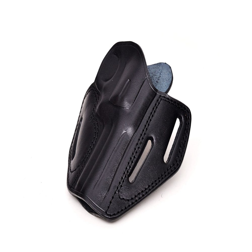 Leather Belt Holster fits Ruger GP100 or SP101, 3 Slot Pancake, Fast Draw, Handcrafted, Right Handed, PulsarHolster (Black, SP101 4.2" Barrel)