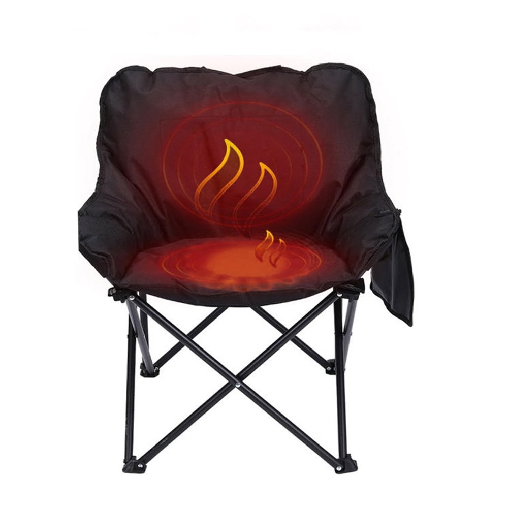 WDDEYYDS Heated Camping Chair Folding Camp Chair for Events USB Heated Portable Camping Chair with Holder for Garden/Fishing/Picnics/Camping