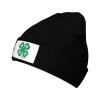 4-H Clover Beanie Hat for Women Men Winter Hat Black Winter Knit Caps Soft Ski Hat Unisex view 2
