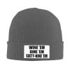 Wine Em Dine Em Sixty Nine Beanie Hat for Women Men Winter Hat Deep Heather Winter Knit Caps Soft Ski Hat Unisex view 1