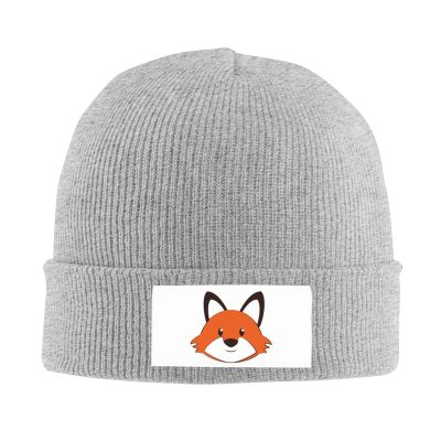 Animal Fox Head Beanie Hat for Women Men Winter Hat Gray Winter Knit Caps Soft Ski Hat Unisex
