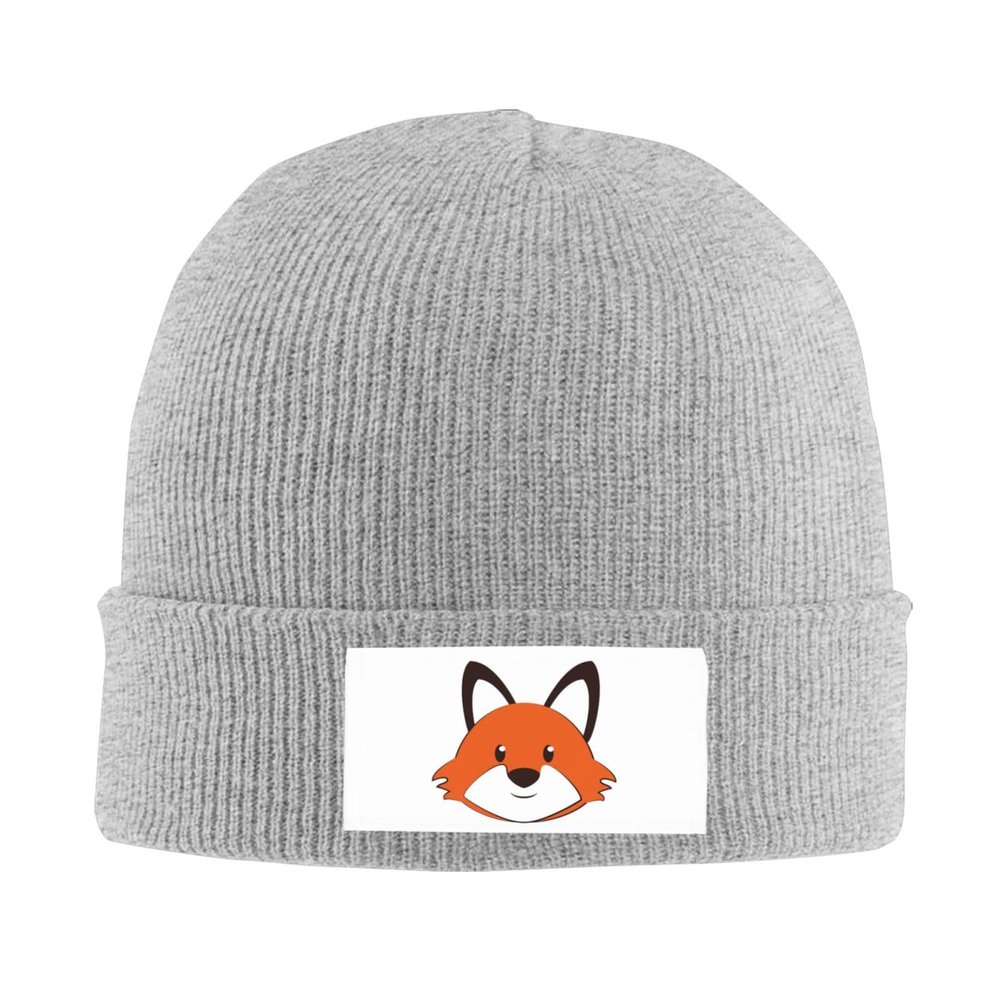Animal Fox Head Beanie Hat for Women Men Winter Hat Gray Winter Knit Caps Soft Ski Hat Unisex