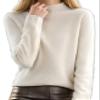 Aimery Women's Sweater Wool Soft Cozy Pullover Warm Knit Fabric Cashmere Half-Neck Beige view 1