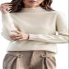 Aimery Women's Sweater Wool Soft Cozy Pullover Warm Knit Fabric Cashmere Half-Neck Beige view 2