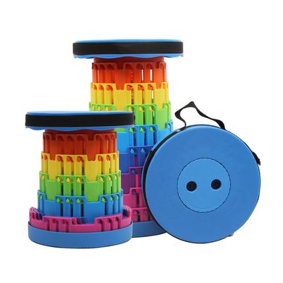 JAEMEYEM Collapsible Stool Upgraded, Folding Telescoping Foldable Camping Stool, Sturdy, Portable Telescopic Compact Folding Chair, Retractable Seat or Foot Rest for Travel, Parties, Queue